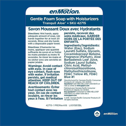 enMotion Gentle Foam Soap Refills - Tranquil Aloe Scent - 1.27 quart - Touchless Dispenser - Hand, Skin - Moisturizing -