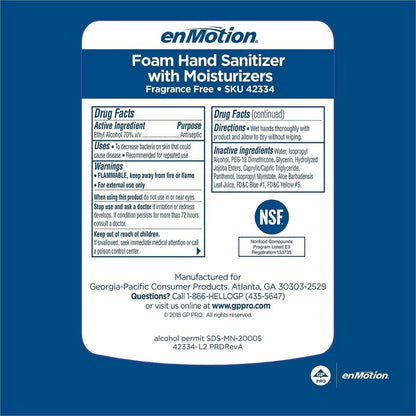 enMotion Hand Sanitizer Foam Refill - 1.06 quart - Kill Germs, Bacteria Remover - Hand - Moisturizing - Green - Quick Dr