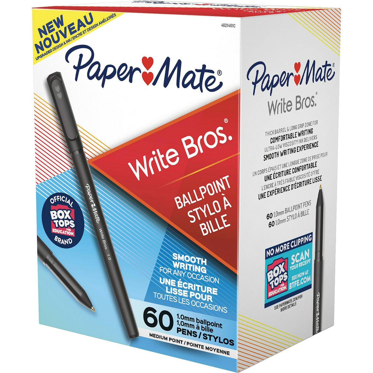 Paper Mate Write Bros. Ballpoint Stick Pens - 1.0 mm Medium Pen Point - Black Ink - 60 / Box