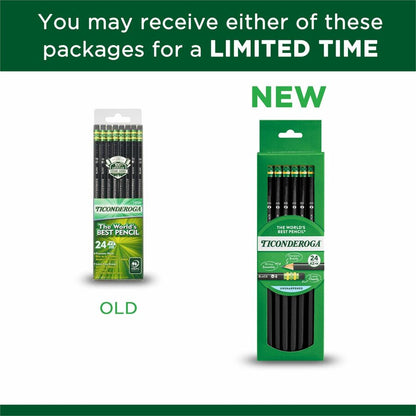 Ticonderoga No. 2 Pencils - Black Lead - #2 - Black Wood Barrel - 24 / Box