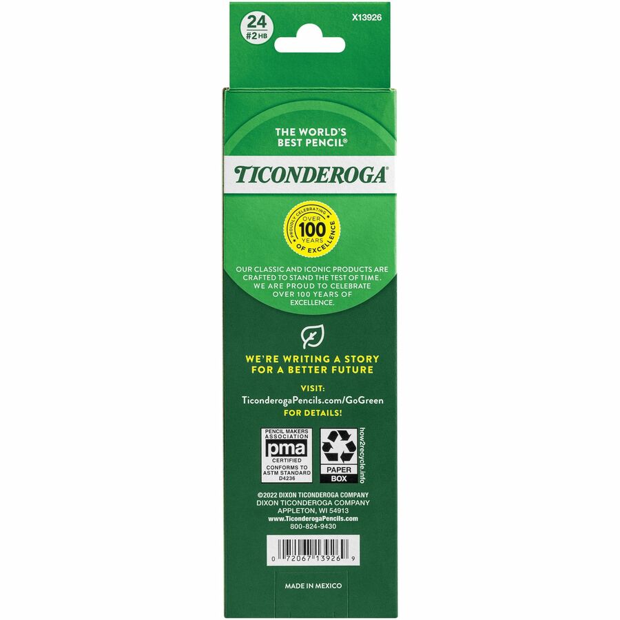 Ticonderoga No. 2 Pencils - Black Lead - #2 - Black Wood Barrel - 24 / Box