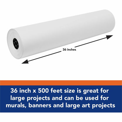 Tru-Ray Construction Paper Art Roll - Mural, Art Project, Banner - 36" Width x 500 ft Length - White - Sulphite - 1 Roll