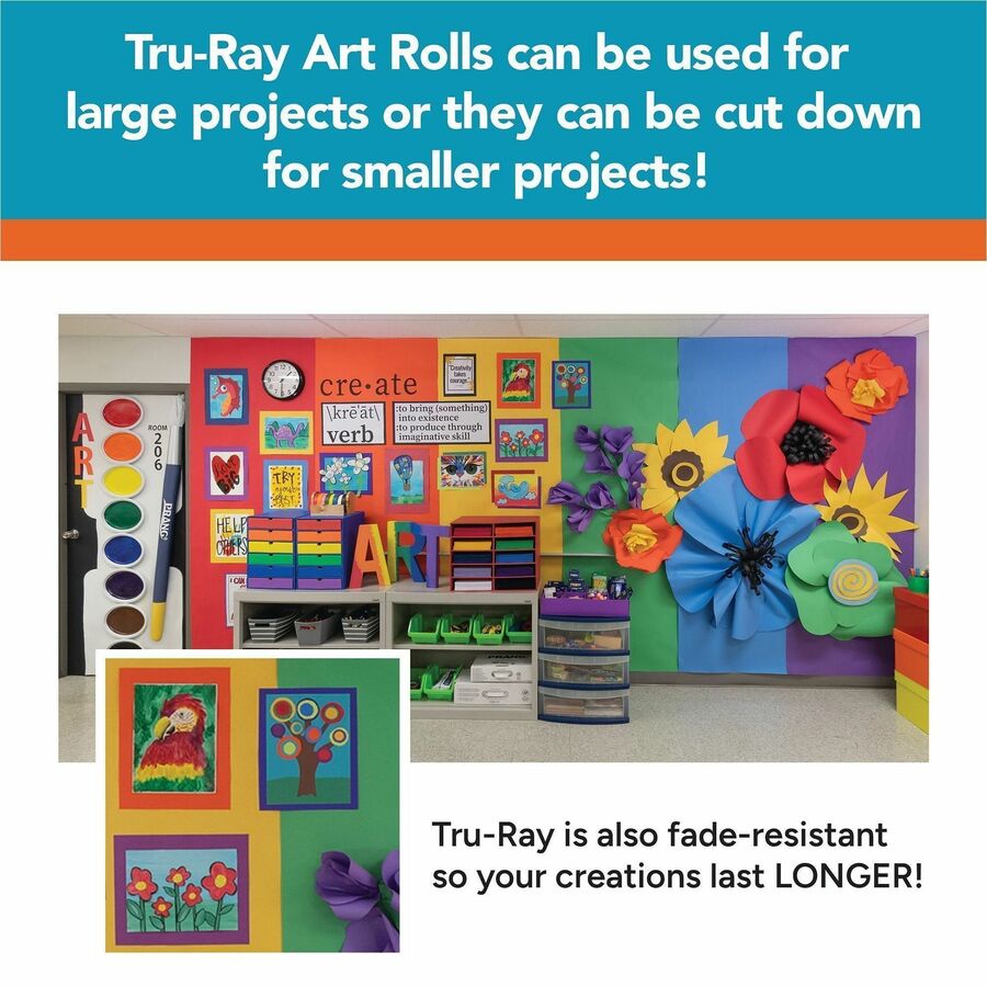 Tru-Ray Construction Paper Art Roll - Mural, Art Project, Banner - 36" Width x 500 ft Length - White - Sulphite - 1 Roll