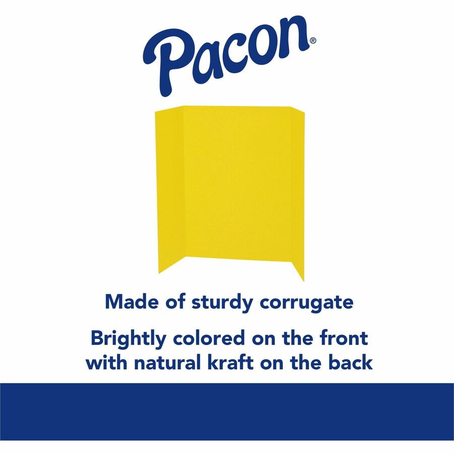 Pacon Single Wall Presentation Board - 48" Board Height x 36" Board Width - Yellow Surface - Tri-fold, Recyclable, Corru