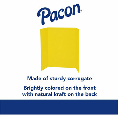 Pacon Single Wall Presentation Board - 48" Board Height x 36" Board Width - Yellow Surface - Tri-fold, Recyclable, Corru