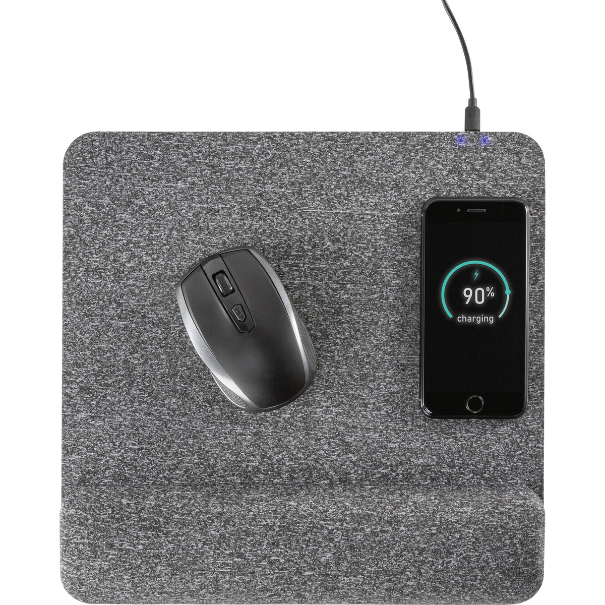 Allsop PowerTrack Plush Wireless Charging Mousepad - (32304) - 1.85" Height x 11.60" Width - Gray - Memory Foam - Mouse 