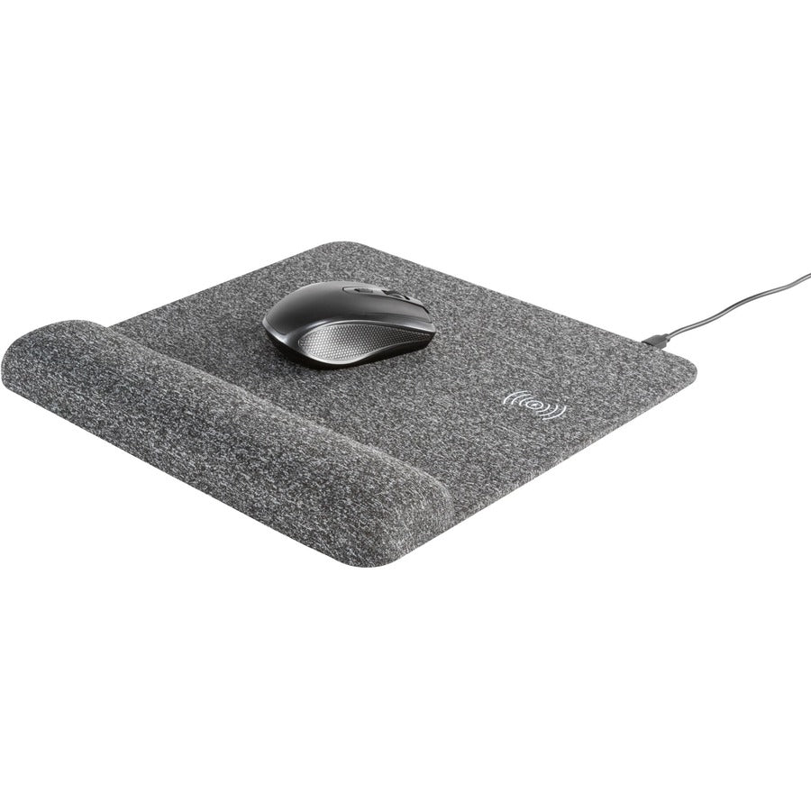 Allsop PowerTrack Plush Wireless Charging Mousepad - (32304) - 1.85" Height x 11.60" Width - Gray - Memory Foam - Mouse 