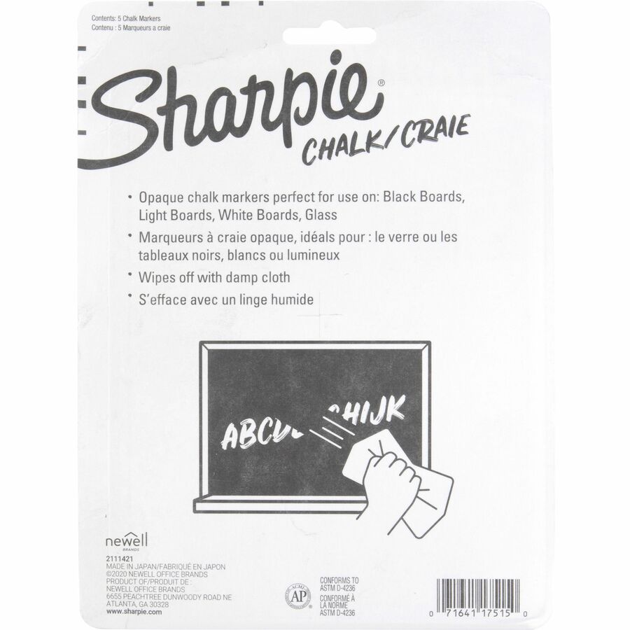 Sharpie Wet Erase Chalk Markers - Assorted Ink - Writing, Glass, Drawing - 1 Pack