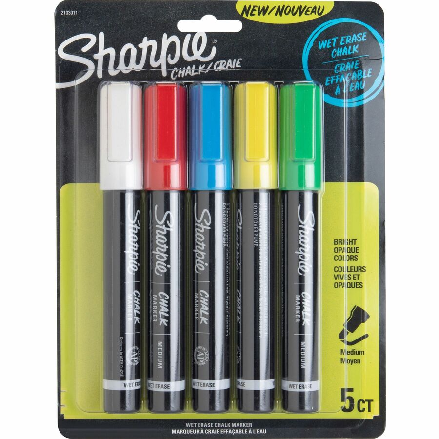 Sharpie Wet Erase Chalk Markers - Assorted Ink - Writing, Glass, Drawing - 1 Pack