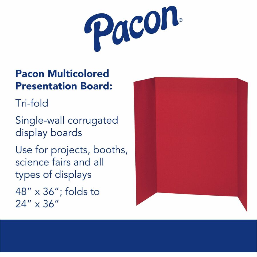 Pacon 140 lb. Watercolor Single Wall Presentation Board - 48" Board Height x 36" Board Width - Red Surface - 24 / Carton