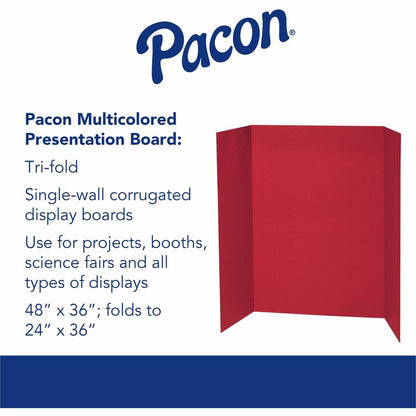 Pacon 140 lb. Watercolor Single Wall Presentation Board - 48" Board Height x 36" Board Width - Red Surface - 24 / Carton