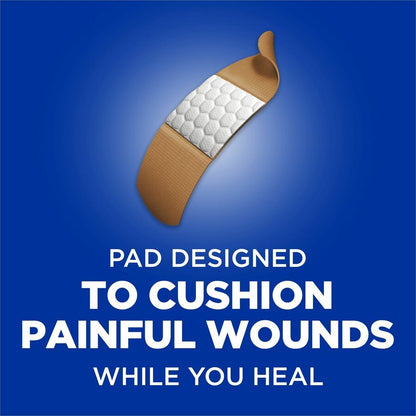 Band-Aid Flexible Fabric Adhesive Bandages - Assorted Sizes - Beige - Fabric - 100 / Box