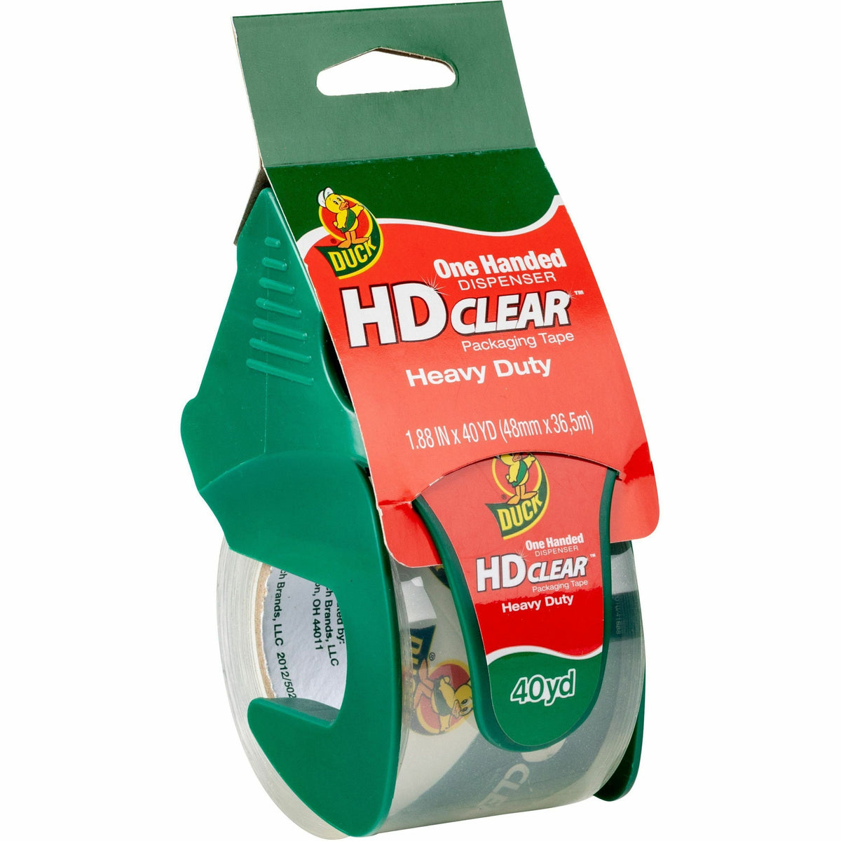 Duck Brand HD Clear Heavy-Duty Packaging Tape, With Dispenser, 1.88" x 40 Yd., Clear - 40 yd Length x 1.88" Width x 2.6 