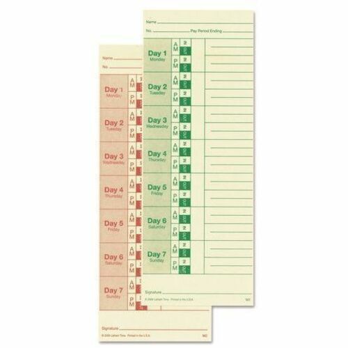 Lathem Time Cards, Weekly, 2-Sided, 3 3/8" x 9" , Box Of 100 - Double Sided Sheet - 3.38" Form Size - 3.38" x 9" Sheet S