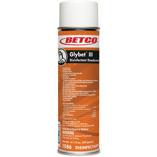 Betco Glybet III Disinfectant Deodorizer - Ready-To-Use - 496 fl oz (15.5 quart) - Citrus Bouquet Scent - 12 / Carton