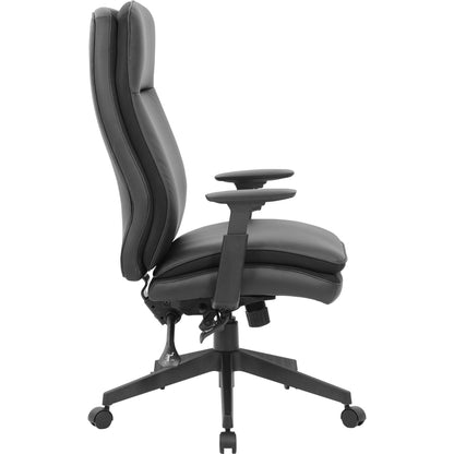 Lorell Soft High-back Executive Office Chair - Black Seat Color - Vinyl Seat Material - Black Back Color - Vinyl Back Ma