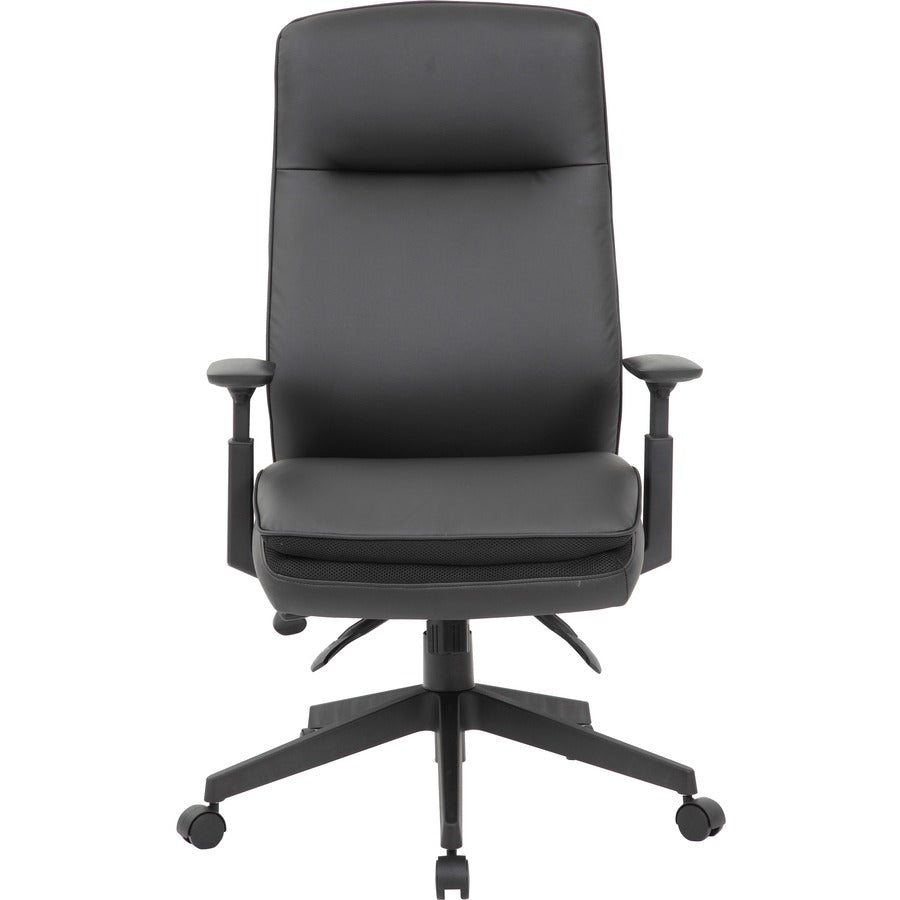 Lorell Soft High-back Executive Office Chair - Black Seat Color - Vinyl Seat Material - Black Back Color - Vinyl Back Ma