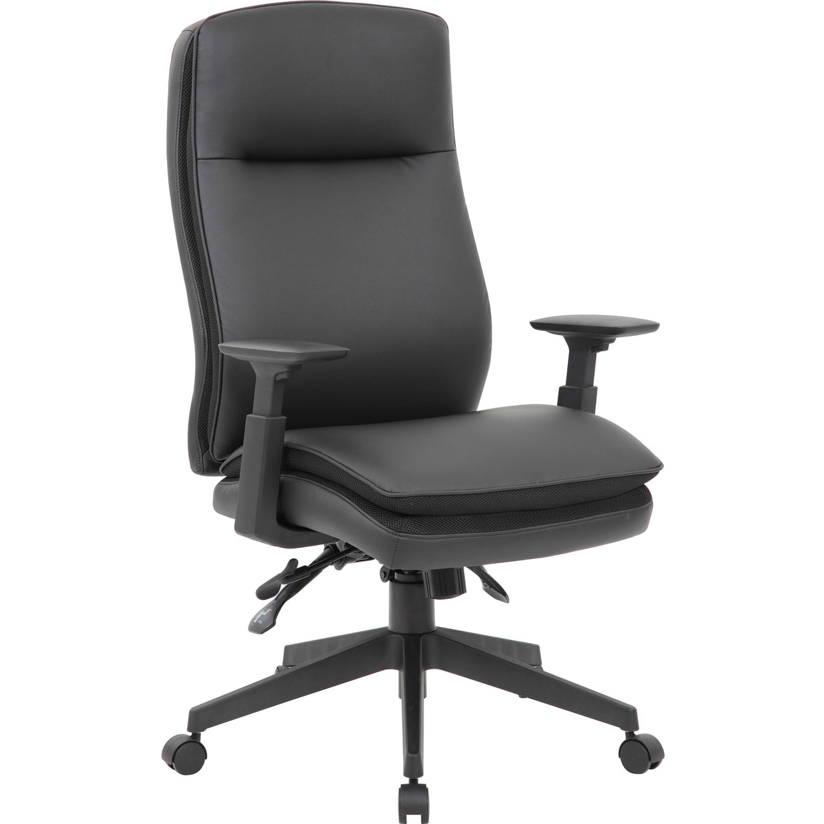 Lorell Soft High-back Executive Office Chair - Black Seat Color - Vinyl Seat Material - Black Back Color - Vinyl Back Ma