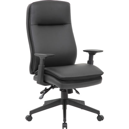 Lorell Soft High-back Executive Office Chair - Black Seat Color - Vinyl Seat Material - Black Back Color - Vinyl Back Ma