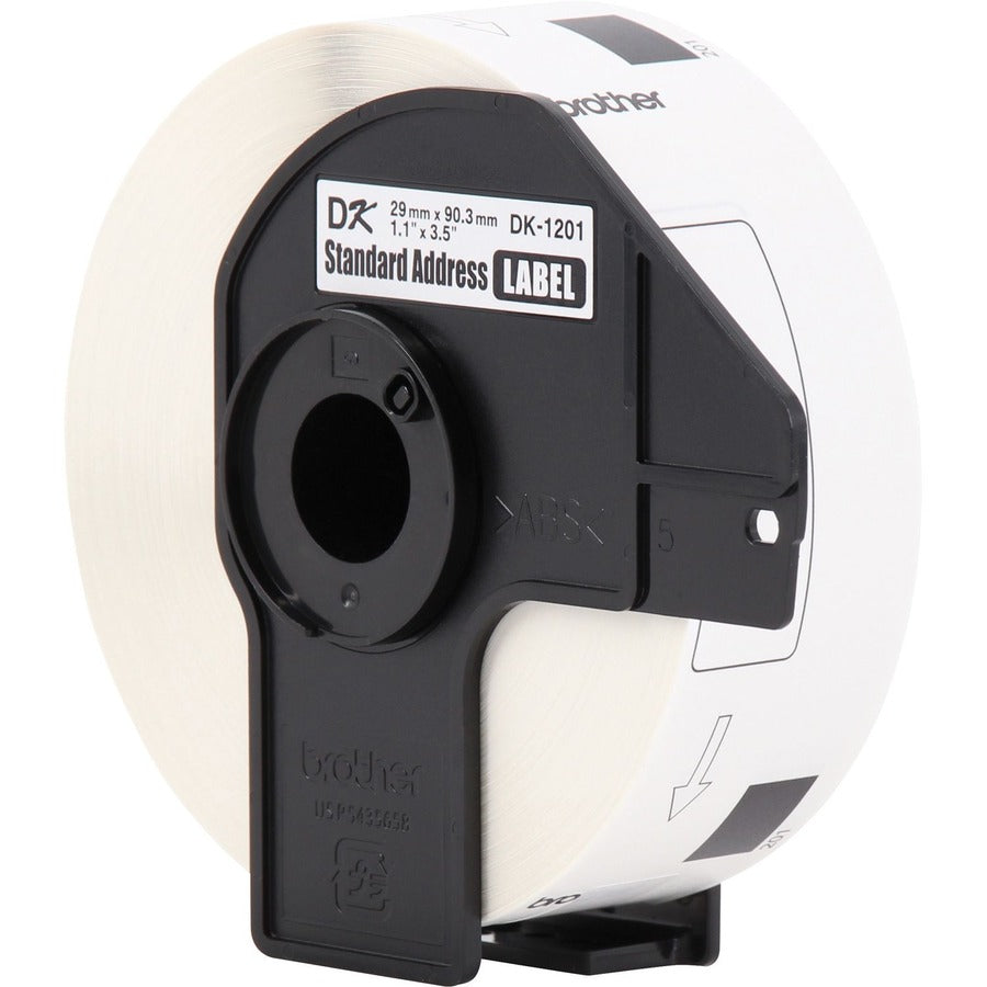 Brother DK Address Label - 1 9/64" Width x 3 1/2" Length - Rectangle - Thermal - White - Paper - 400 / Roll - 24 / Pack