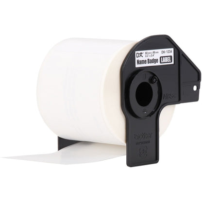 Brother DK Name Badge Label - 3 2/5" Width x 2 19/64" Length - Rectangle - Thermal - White - Paper - 260 / Roll - 3 / Bo