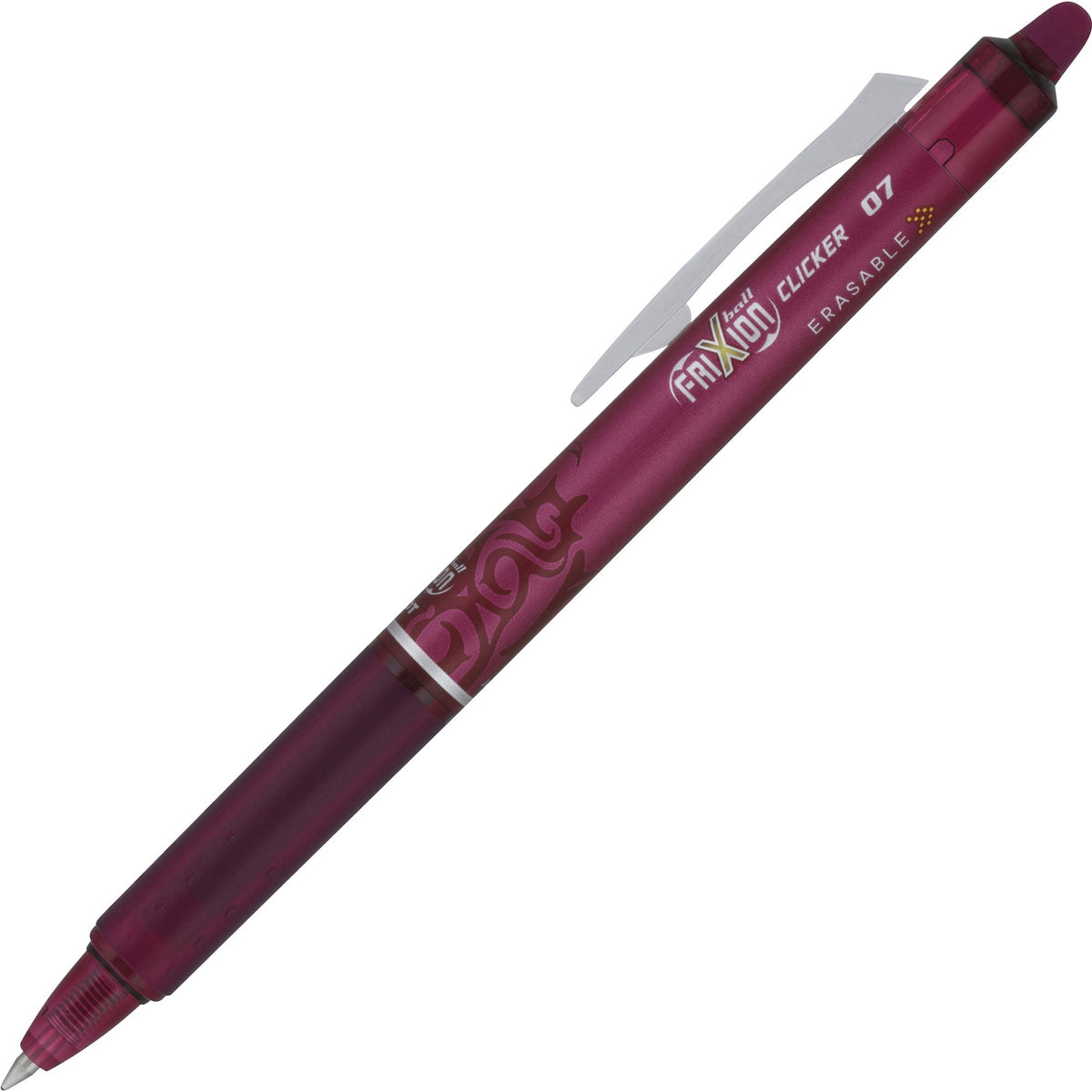 Pilot Erasable Gel Ink Pens - Fine 0.7 mm Point Size - Retractable - Burgundy Gel-based Ink - 12 / Dozen