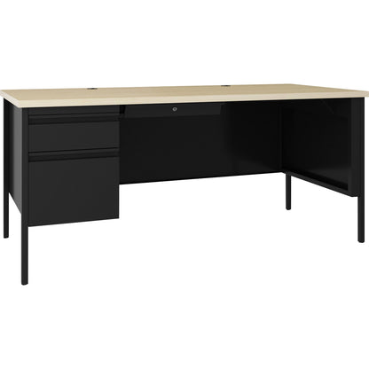 Lorell Fortress Series Left-pedestal Desk - 29.5" Height x 66" Width x 30" Depth, 29.5" Height Modesty Panel - Single Pe