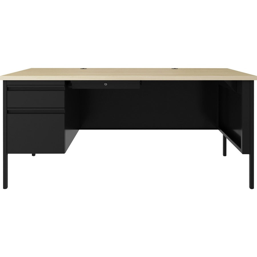 Lorell Fortress Series Left-pedestal Desk - 29.5" Height x 66" Width x 30" Depth, 29.5" Height Modesty Panel - Single Pe