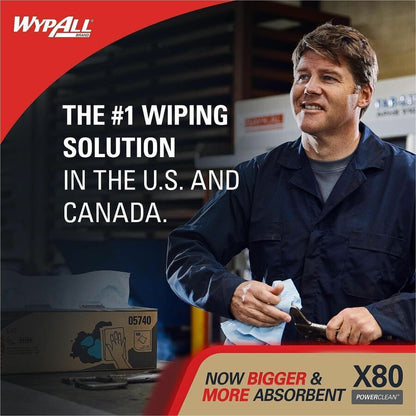 Wypall Power Clean X80 Heavy Duty Cloths - 16.80" Length x 8.34" Width - 5 / Carton