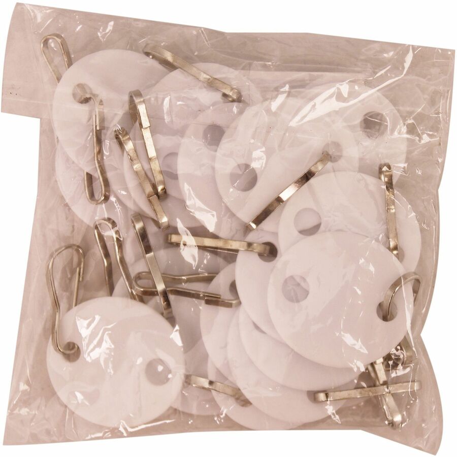 Sparco Oval Key Tags - 0.75" Length x 1.10" Width - Oval - Hook Fastener - Plastic - White - 20 / Pack