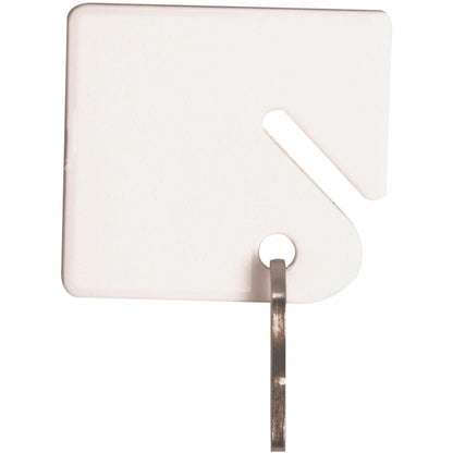 Sparco Square Key Tags - 4.75" Length x 1.40" Width - Square - Hook Fastener - Plastic - White - 20 / Pack