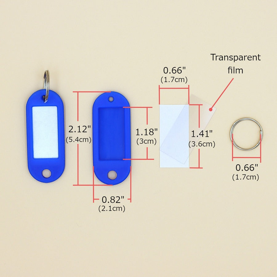 CARL Split Ring Key Tags - 3" Length x 3" Width - Ring Fastener - Plastic - Assorted - 20 / Pack