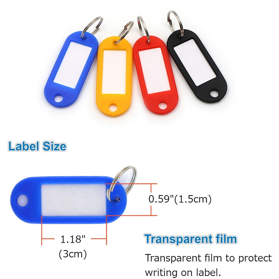 CARL Split Ring Key Tags - 3" Length x 3" Width - Ring Fastener - Plastic - Assorted - 20 / Pack
