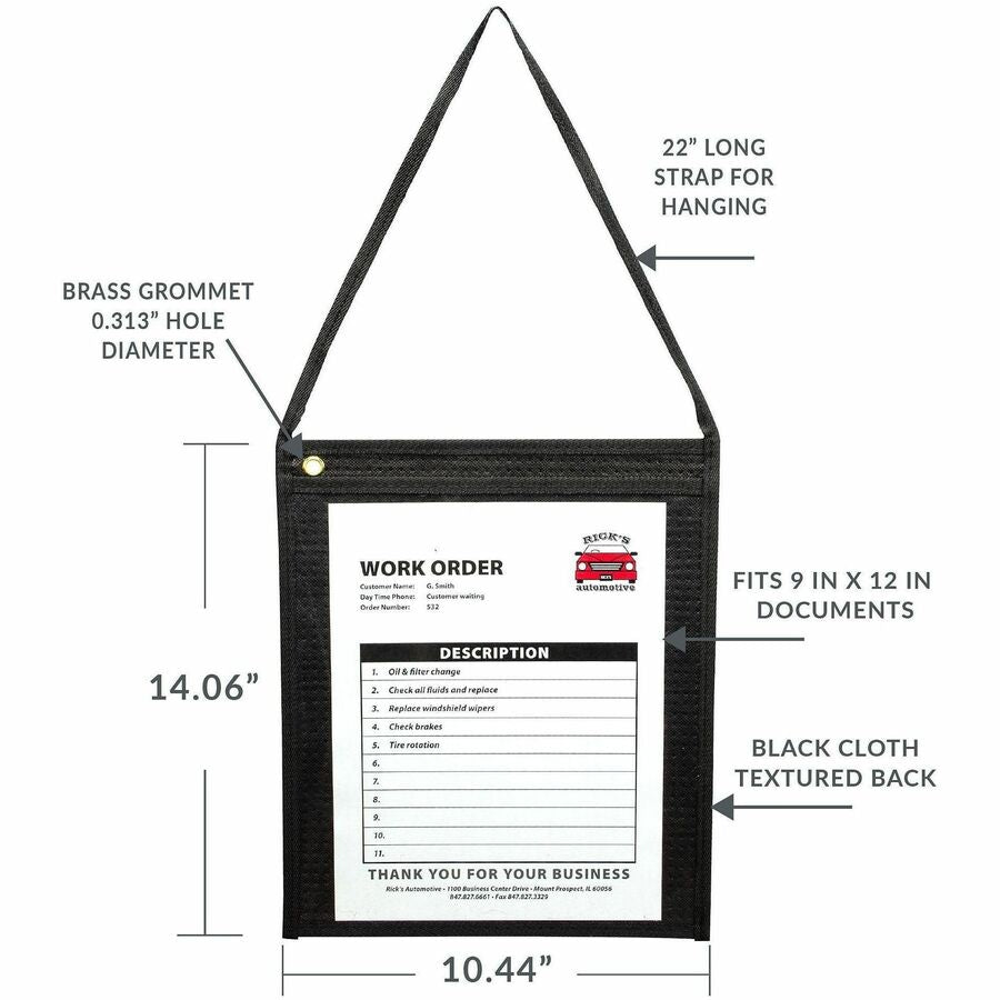C-Line Fabric Hanging Strap Shop Ticket Holders - 12" Height x 9" Width - Fabric - Clear - 15 / Box