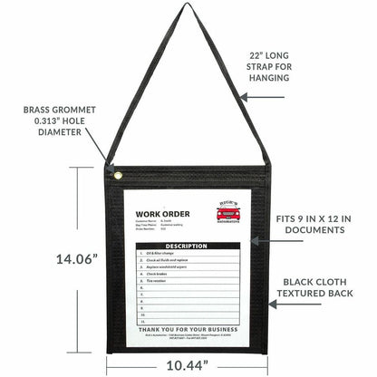 C-Line Fabric Hanging Strap Shop Ticket Holders - 12" Height x 9" Width - Fabric - Clear - 15 / Box