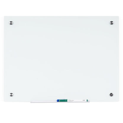 MasterVision Magnetic Glass Dry Erase Board - 36" (3 ft) Width x 48" (4 ft) Height - White Glass Surface - Rectangle - H