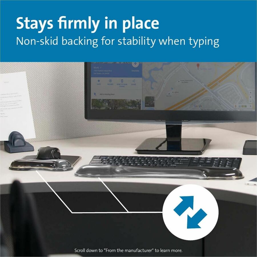 Kensington Duo Gel Mouse Pad Wrist Rest - 1.70" Height x 11.40" Width - Gray - Gel - 1 Each