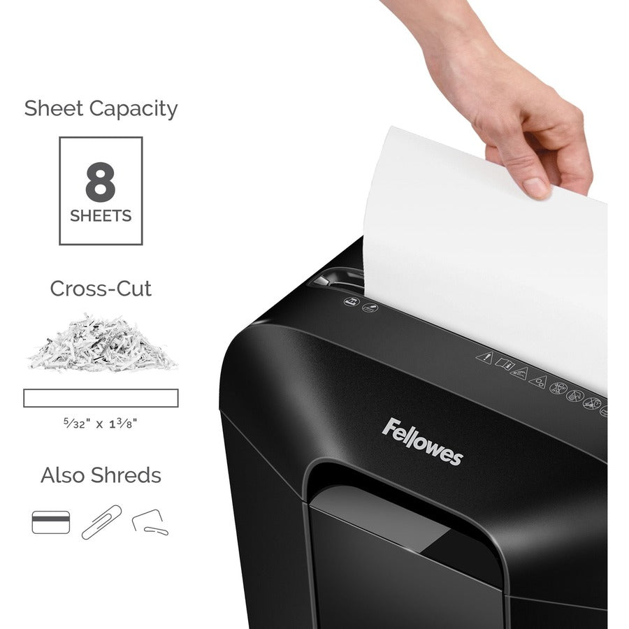 Fellowes LX45 Cross-cut Shredder - Non-continuous Shredder - Cross Cut - 8 Per Pass - for shredding Staples, Paper, Pape