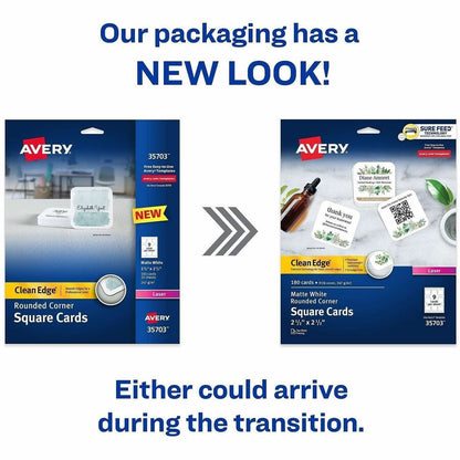 Avery® Clean Edge Square Cards, Rounded Corners, 2.5" x 2.5" (35703) - 145 Brightness - A4 - 8 1/2" x 11" - 91 lb Basis 