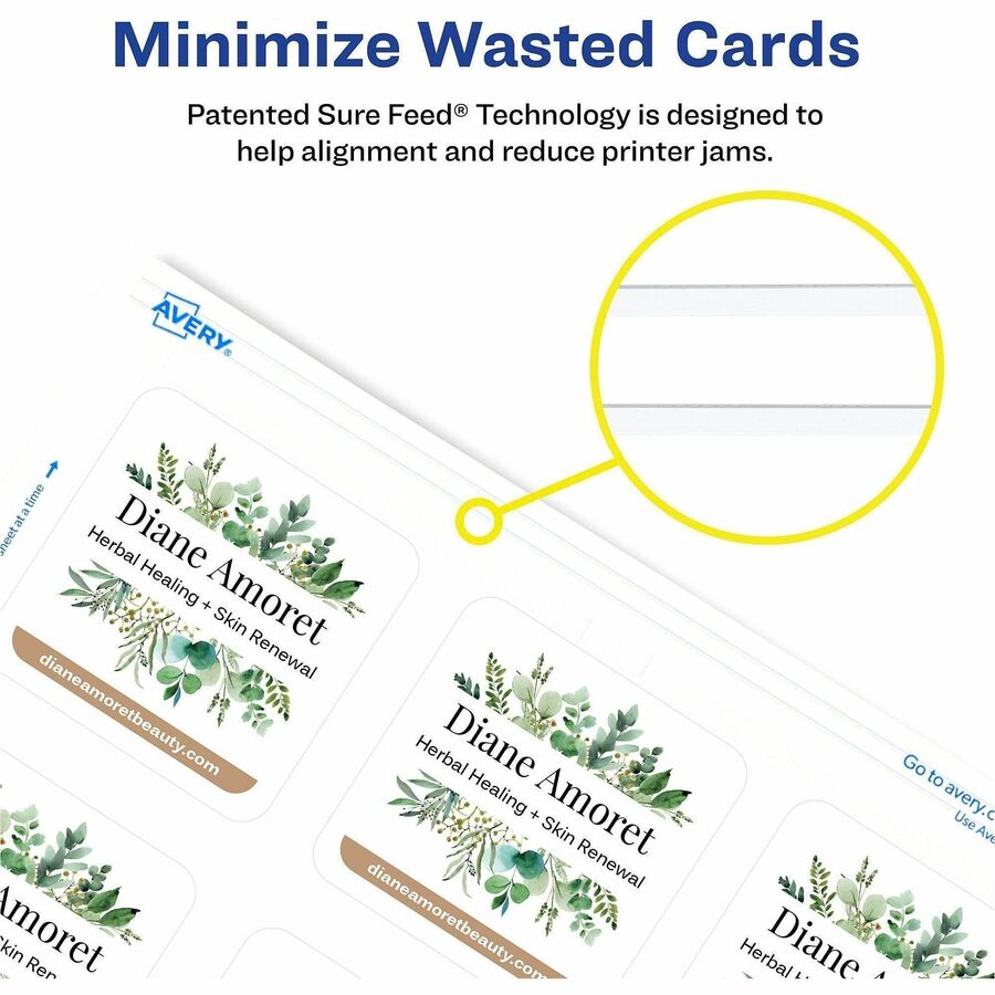 Avery® Clean Edge Square Cards, Rounded Corners, 2.5" x 2.5" (35703) - 145 Brightness - A4 - 8 1/2" x 11" - 91 lb Basis 