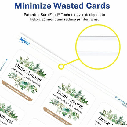 Avery® Clean Edge Square Cards, Rounded Corners, 2.5" x 2.5" (35703) - 145 Brightness - A4 - 8 1/2" x 11" - 91 lb Basis 