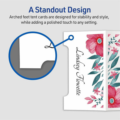 Avery® Sure Feed Arched Tent Cards - 97 Brightness - Letter - 8 1/2" x 11" - 65 lb Basis Weight - 176 g/m² Grammage - Ma
