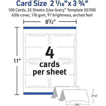 Avery® Sure Feed Arched Tent Cards - 97 Brightness - Letter - 8 1/2" x 11" - 65 lb Basis Weight - 176 g/m² Grammage - Ma