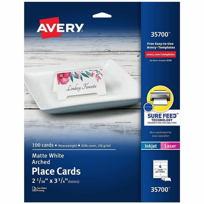 Avery® Sure Feed Arched Tent Cards - 97 Brightness - Letter - 8 1/2" x 11" - 65 lb Basis Weight - 176 g/m² Grammage - Ma
