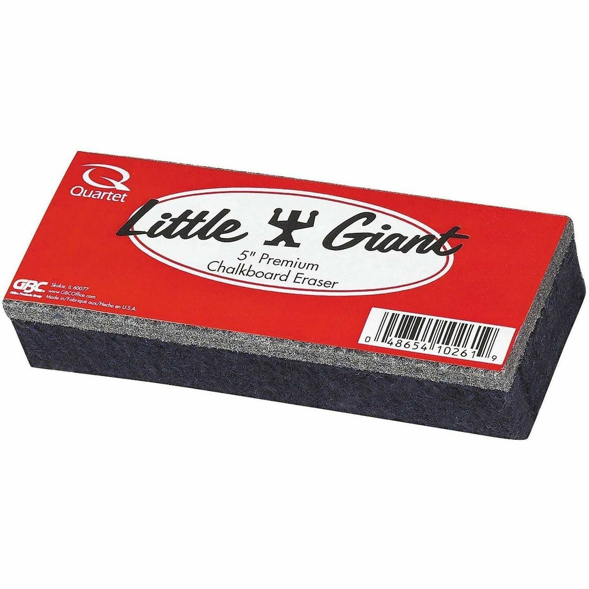 Quartet Moderate Use Chalk Eraser - 2" Width x 5" Length - Used as Chalk Remover - Durable, Absorbent - Black - Felt - 1