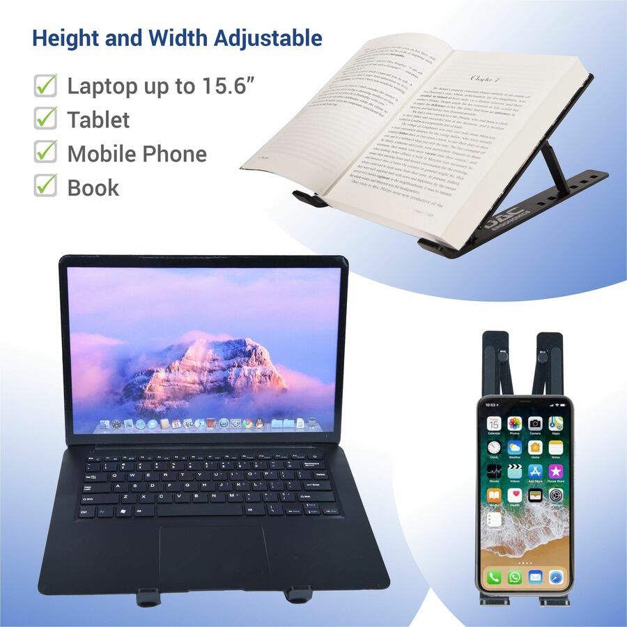DAC® MP-222 Portable and Adjustable Laptop/Tablet Stand, Black - Upto 15.6" Screen Size Notebook, Tablet, Cell Phone Sup