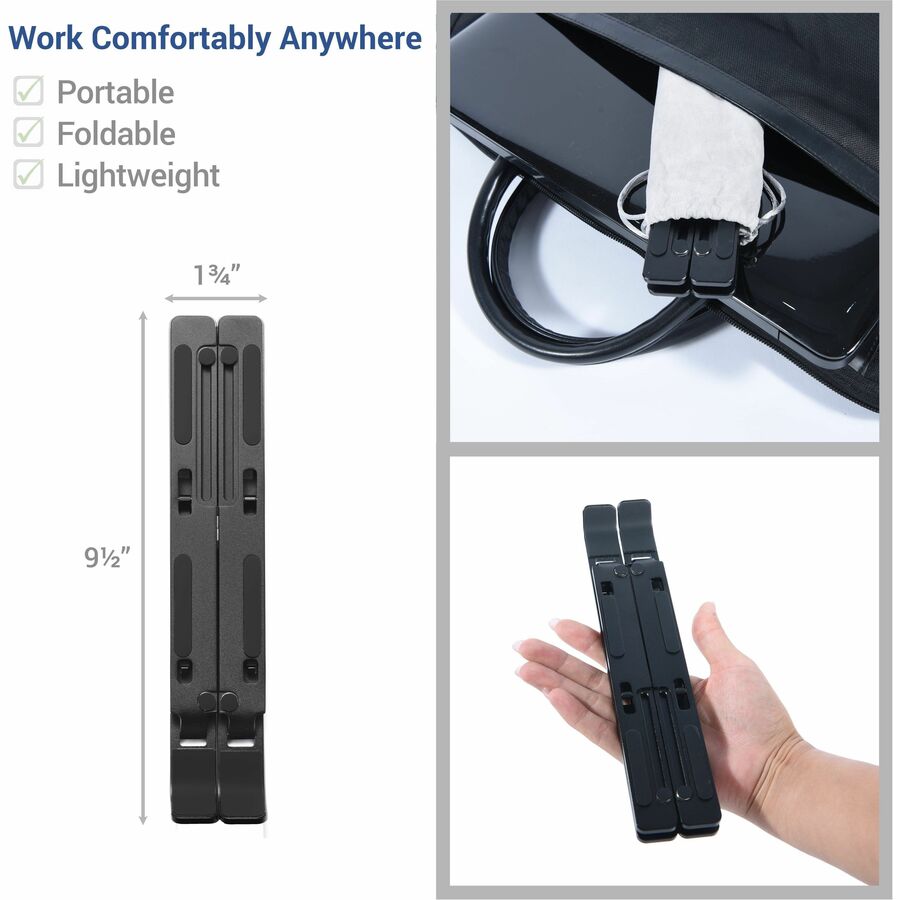 DAC® MP-222 Portable and Adjustable Laptop/Tablet Stand, Black - Upto 15.6" Screen Size Notebook, Tablet, Cell Phone Sup