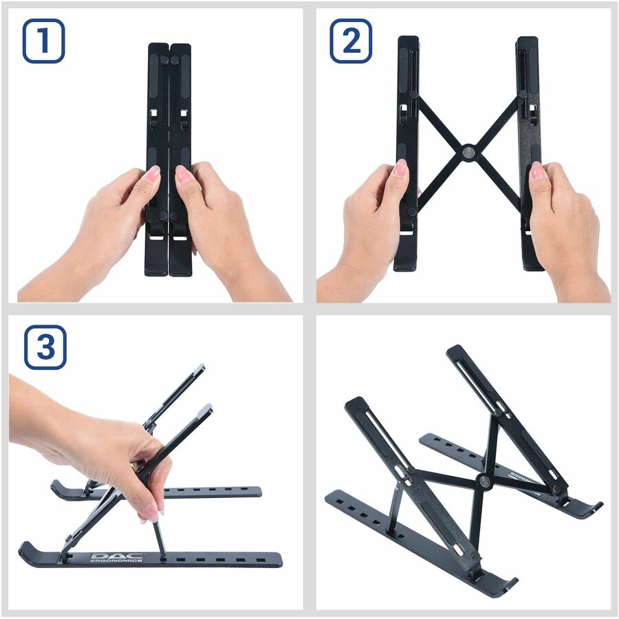 DAC® MP-222 Portable and Adjustable Laptop/Tablet Stand, Black - Upto 15.6" Screen Size Notebook, Tablet, Cell Phone Sup
