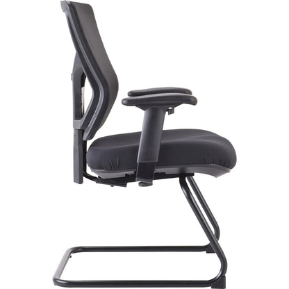 Lorell Conjure Guest Chair - Fabric, Polyurethane Foam Seat Material - Mesh Back Material - Mid Back - Sled Base - Black