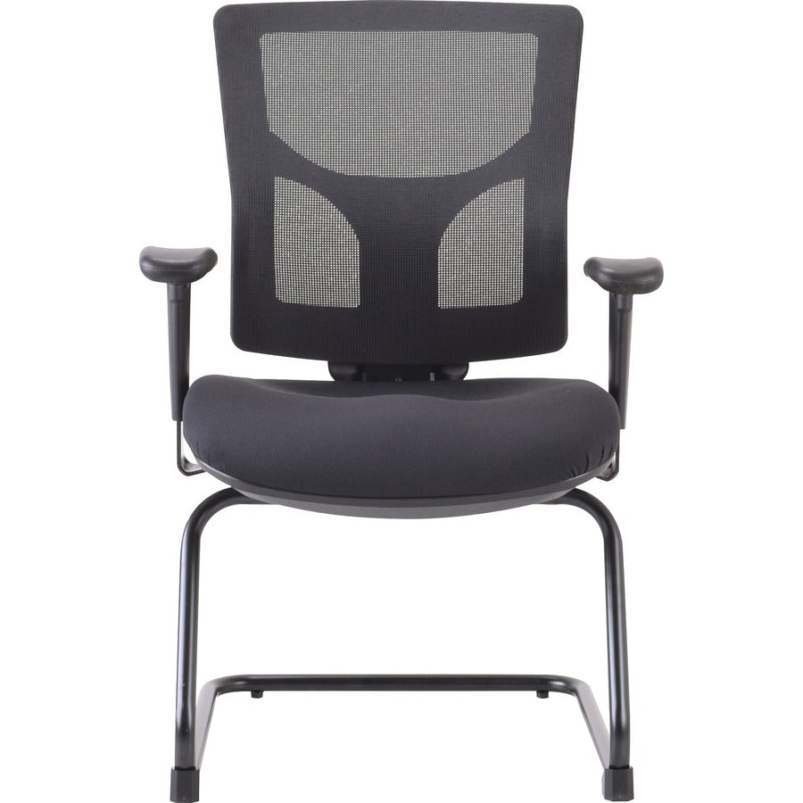 Lorell Conjure Guest Chair - Fabric, Polyurethane Foam Seat Material - Mesh Back Material - Mid Back - Sled Base - Black